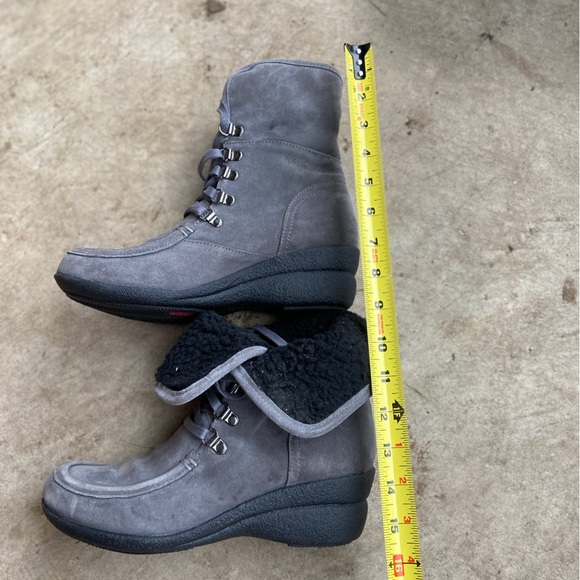 Hush Puppies Brown Suede Lace Up Wedge Boots Wave Reflex Sole Women's US Size 8 - Picture 10 of 12